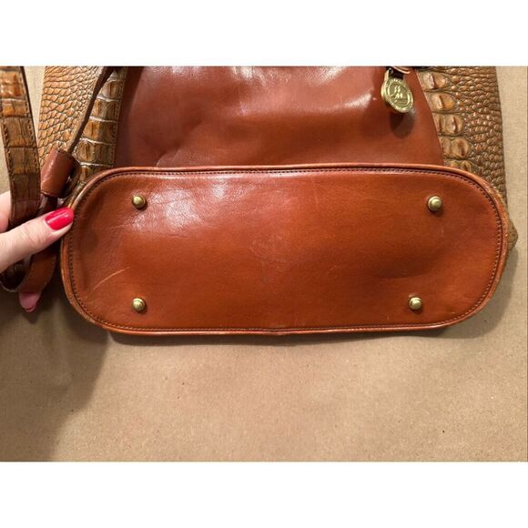 Brahmin Tuscan Collection Cognac Croc Leather Combo Asher Tote Shoulder Bag - Picture 7 of 16